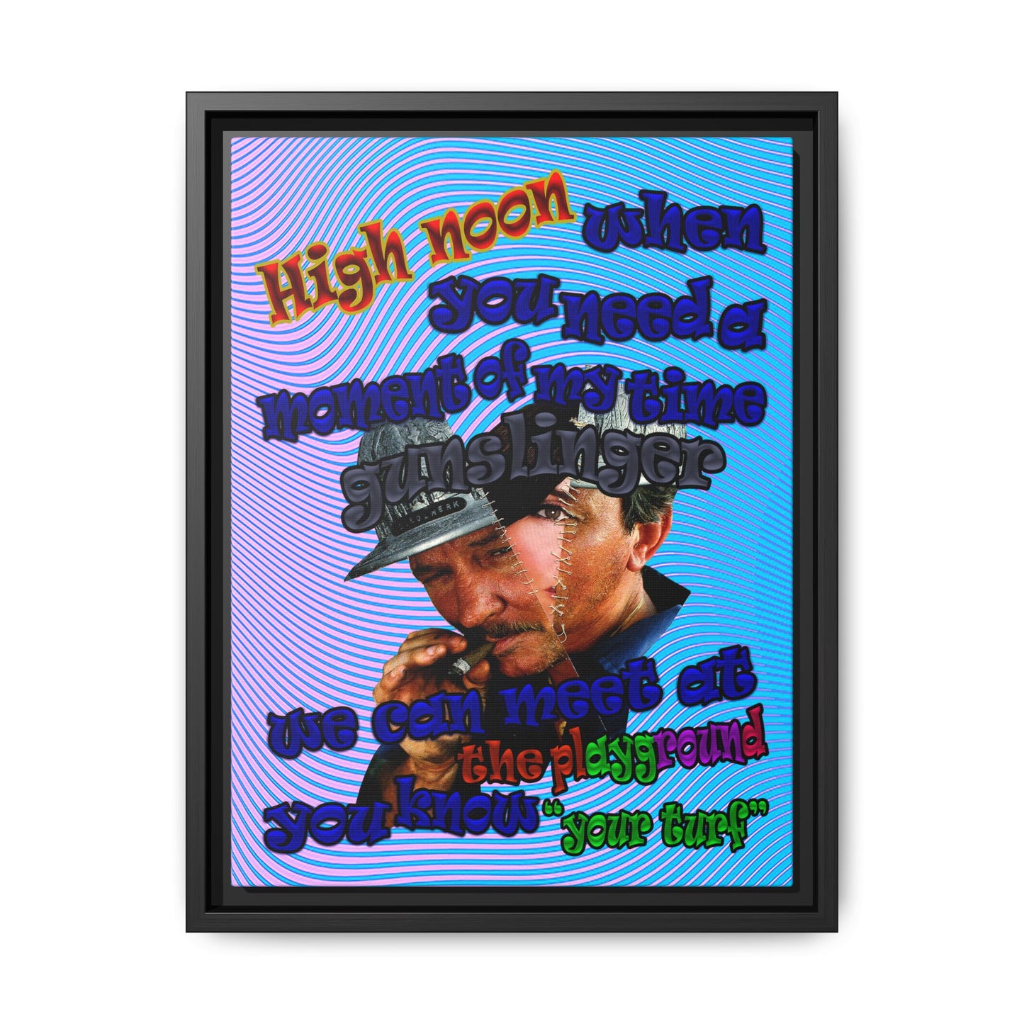 high noon - framed canvas art (light blue-purple wave)