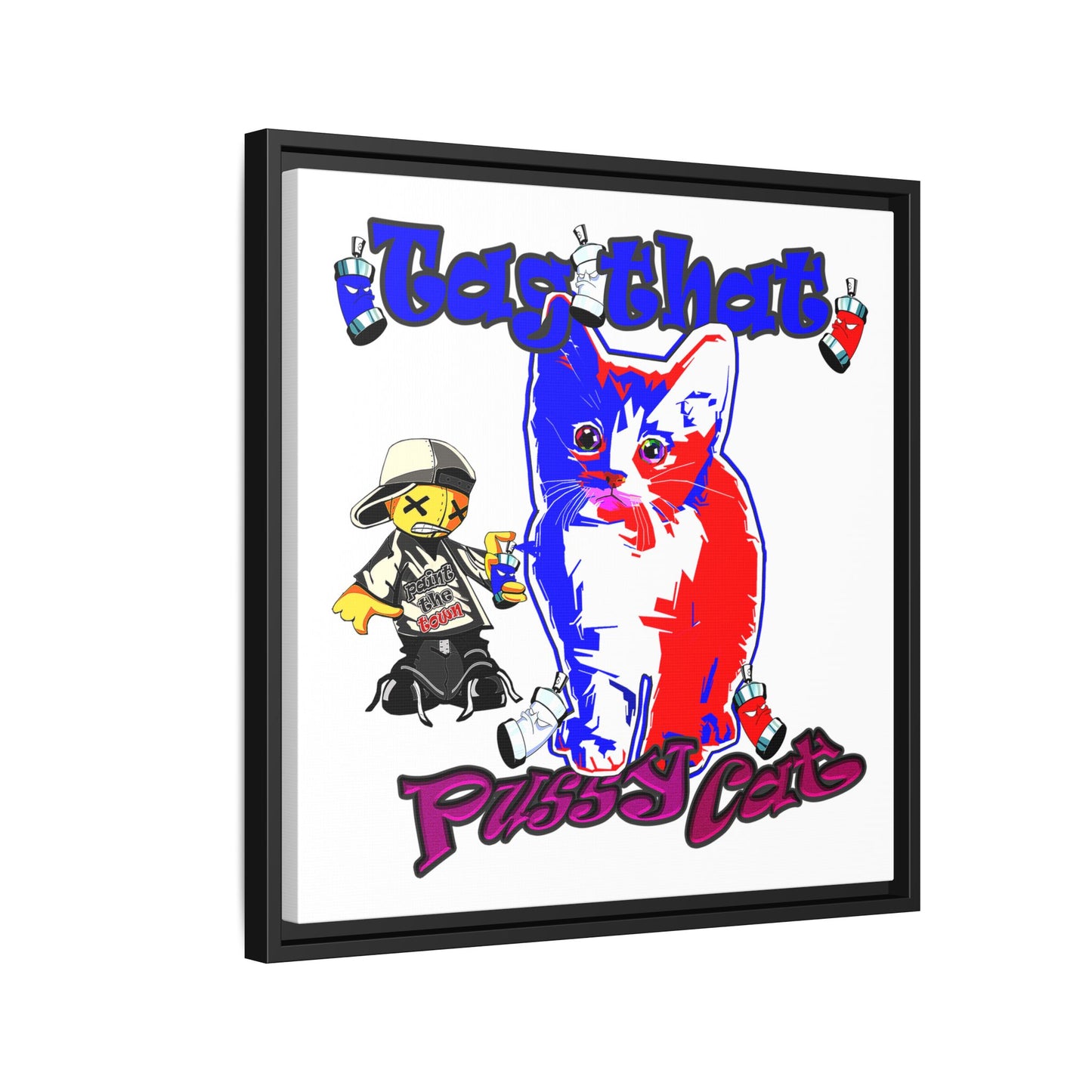 tag that - framed canvas art (white)