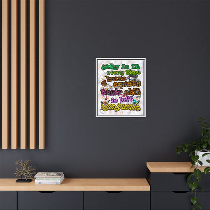 the bum's shit - framed canvas art (white marble)