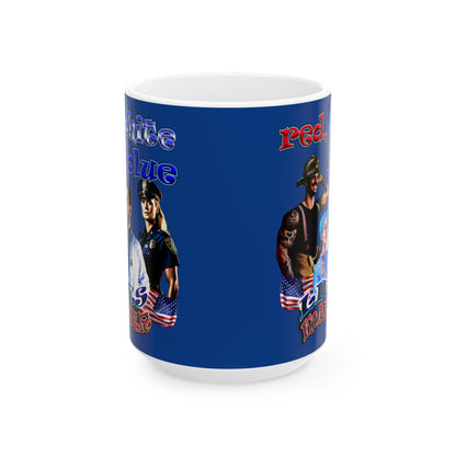 rw&b lives matter - White Mug (dark blue)