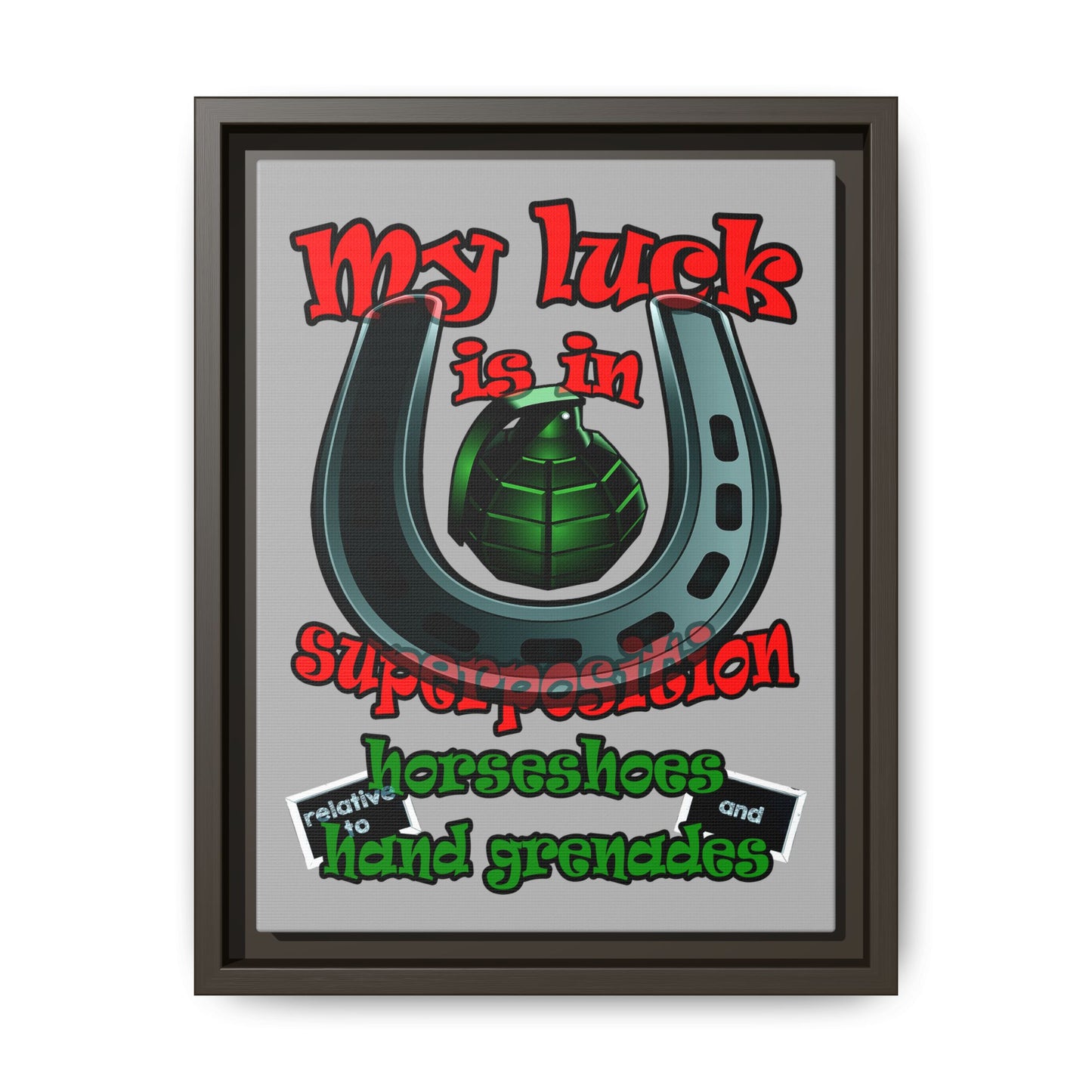 my luck - framed canvas art (light grey)