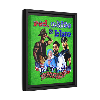 rw&b lives matter - framed canvas art (green turf)
