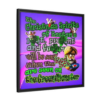 christmas spirits of boston - framed canvas art (purple-pink wave)
