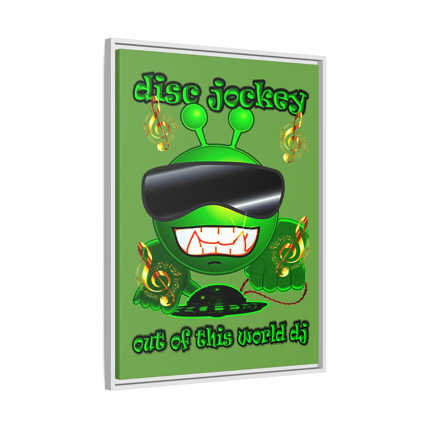 disc jockey - framed canvas art (green)