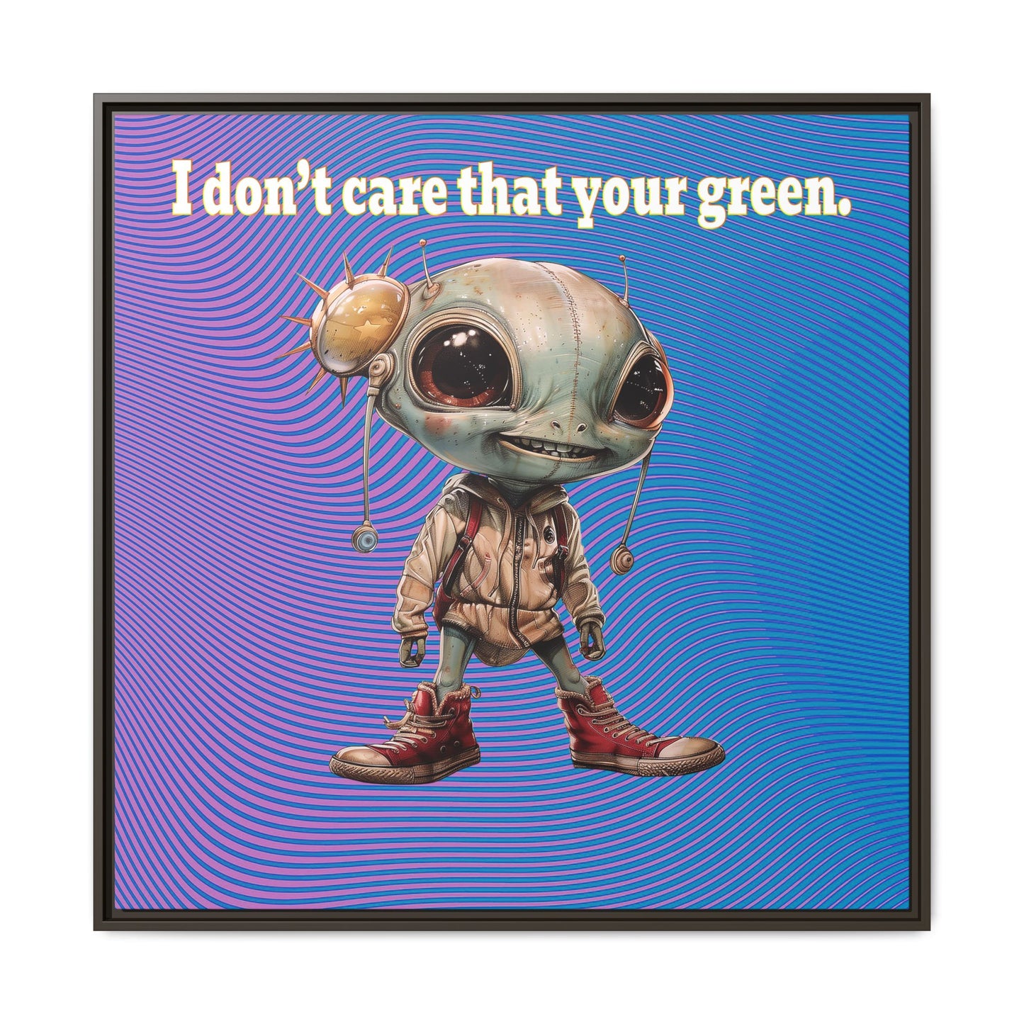 I don't care that your green - framed canvas art (light blue-purple wave)
