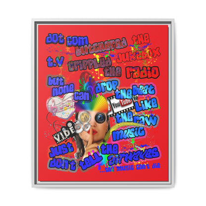 drop the beat - framed canvas art (red)