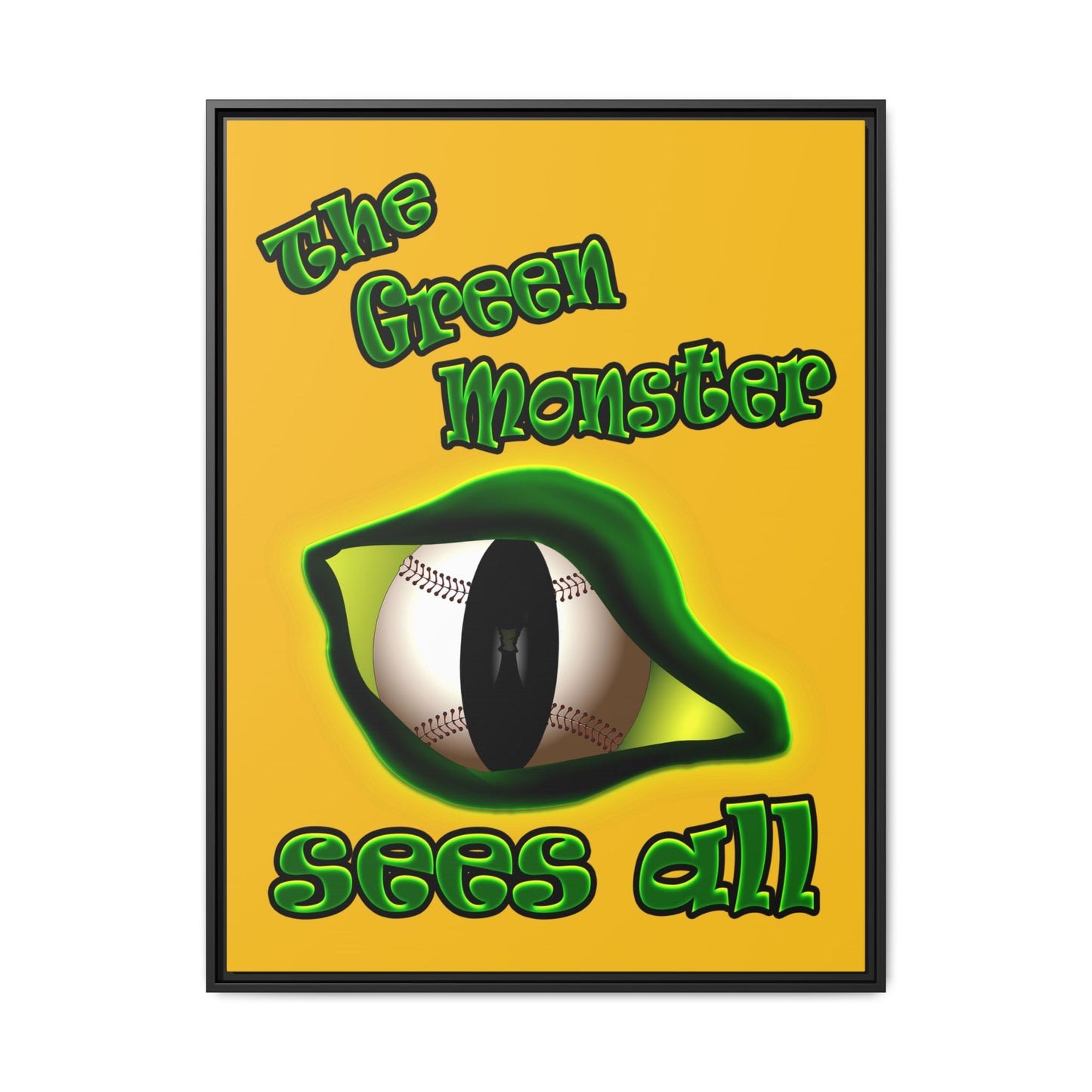 green monster - framed canvas art (yellow)