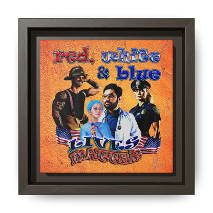 rw&b lives matter - framed canvas art (burnt orange)