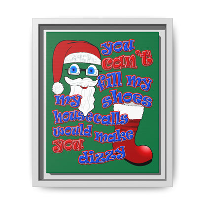 santa's shoes - framed canvas art (dark green)