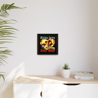 love peace - framed canvas art (black)