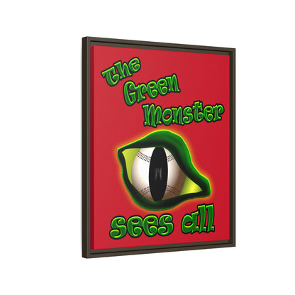 green monster - framed canvas art (dark red)