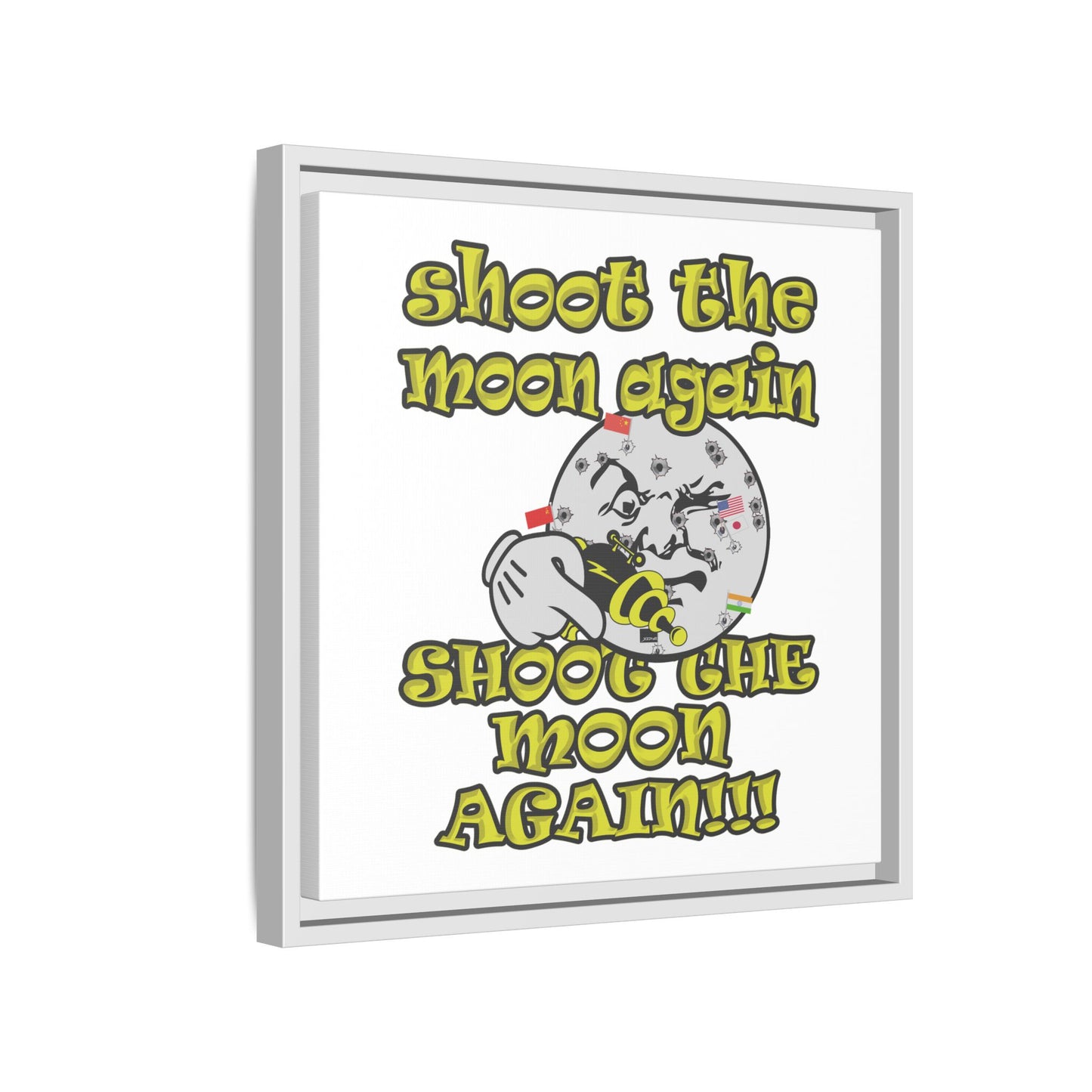 shoot the moon again - framed canvas art (white)