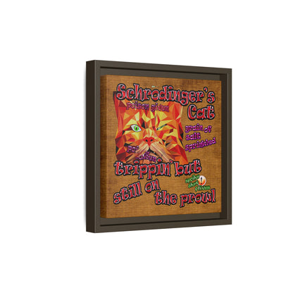 schrodinger's cat - framed canvas art (brown papyrus)