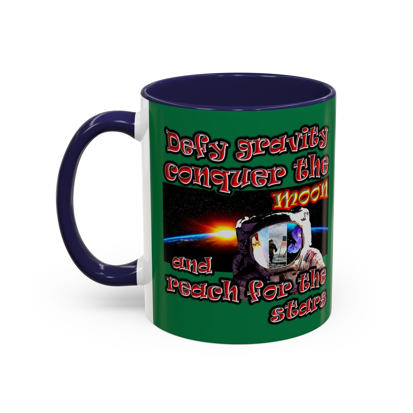 defy conquer reach - Accent Mug (dark green)