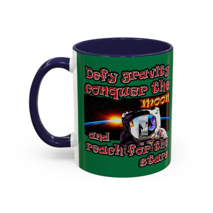 defy conquer reach - Accent Mug (dark green)