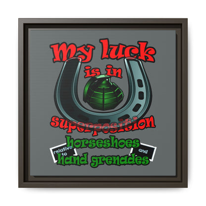 my luck - framed canvas art (dark grey)