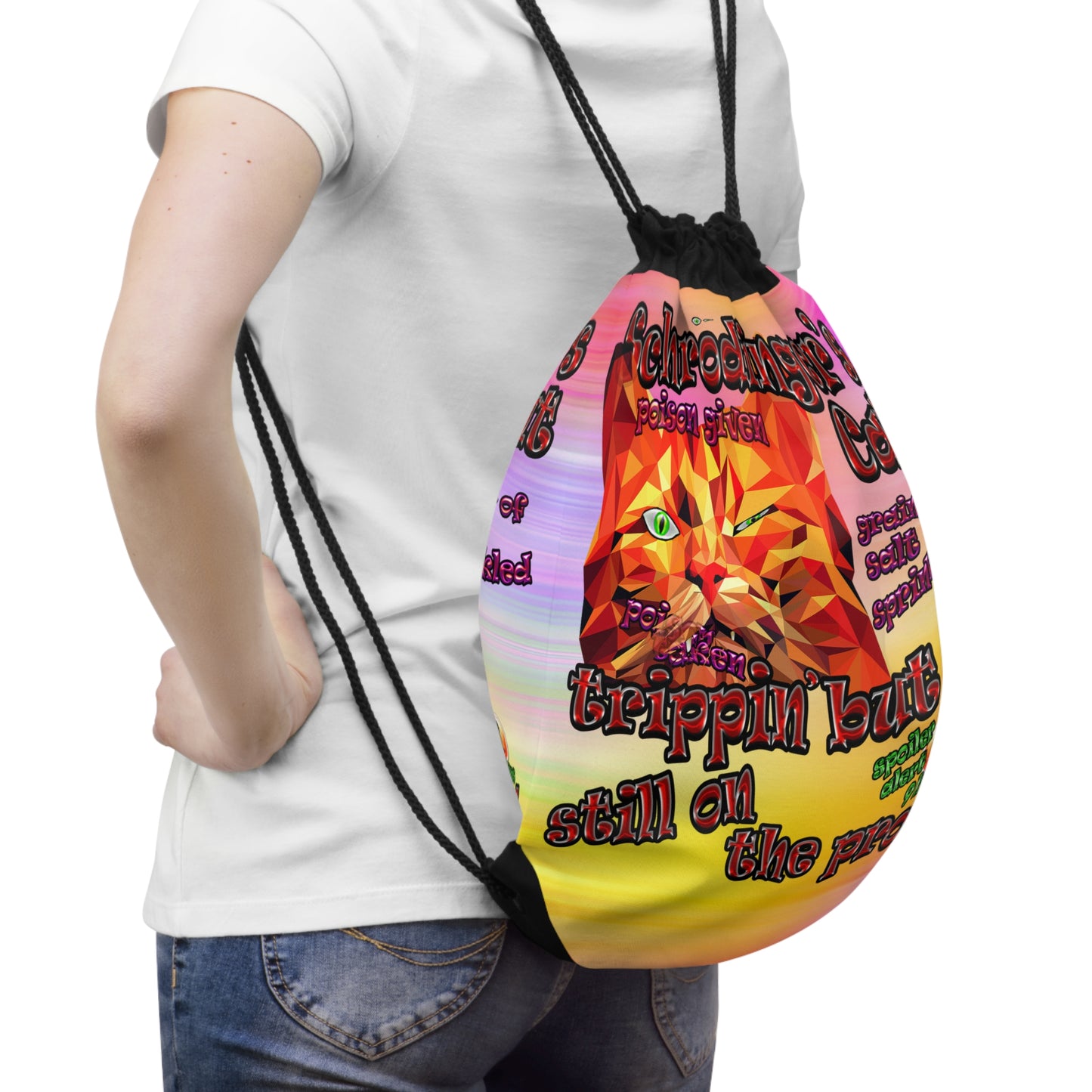 schrodinger's cat - Drawstring Bag (color blur)