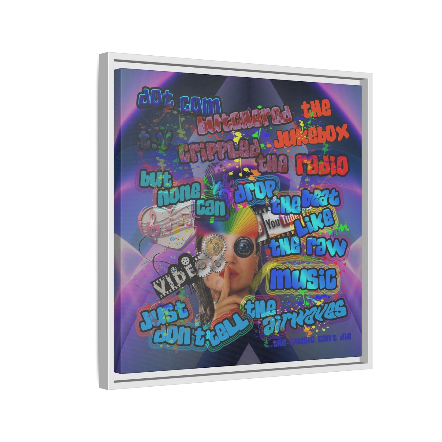 drop the beat - framed canvas art (grey-pink wave)