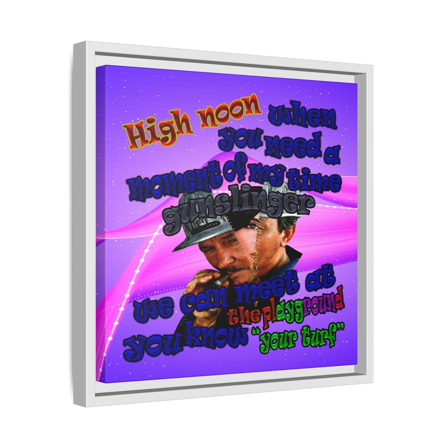 high noon - framed canvas art (purple-pink wave)