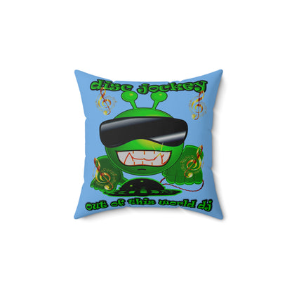 disc jockey - Spun Polyester Square Pillow - (light blue)