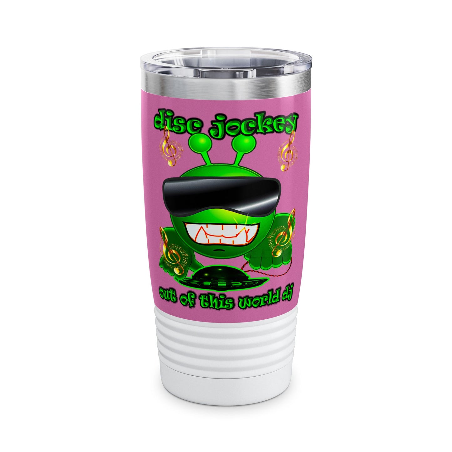 disc jockey - Ringneck Tumbler, 20oz (light pink)