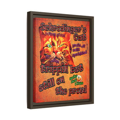 schrodinger's cat - framed canvas art (burnt orange)