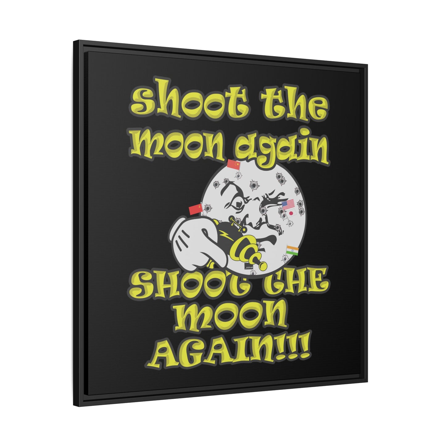 shoot the moon again - framed canvas art (black)