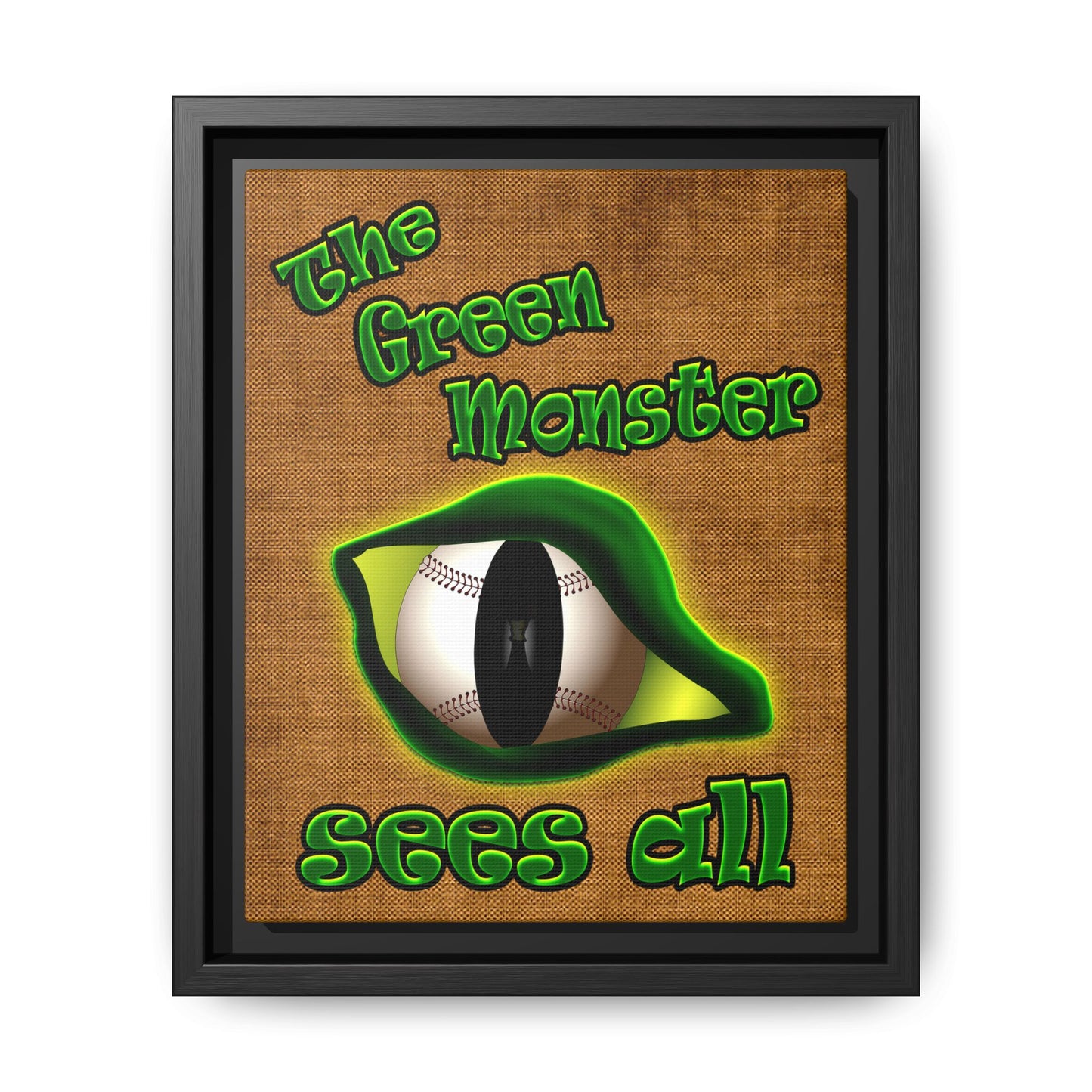 green monster - framed canvas art (brown papyrus)