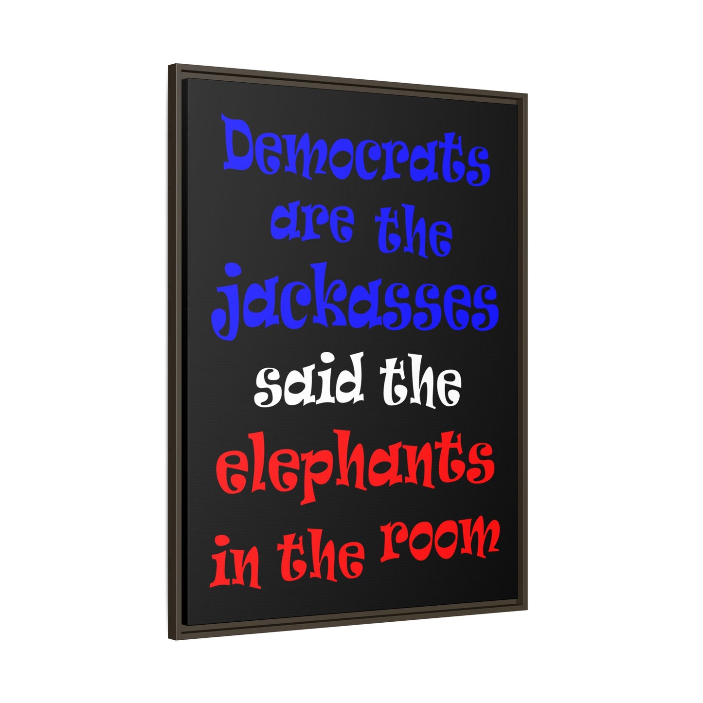 donkeys and elephants - framed canvas art (black)