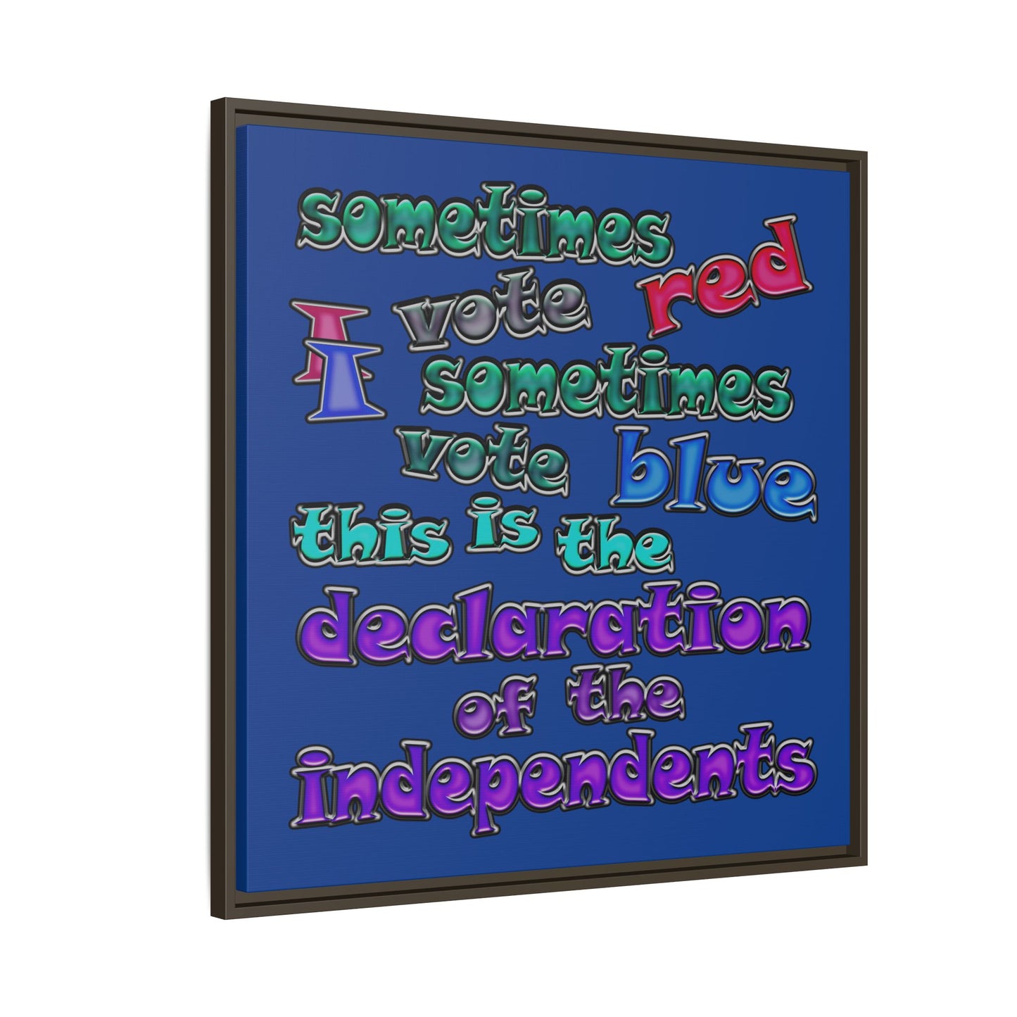 declaration of the independents - framed canvas art (dark blue)