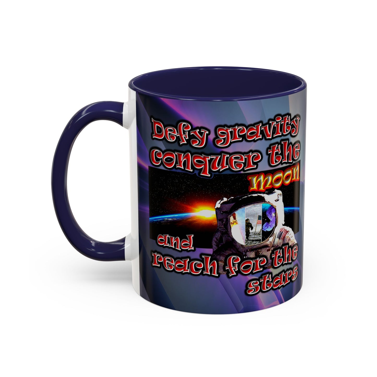 defy conquer reach - Accent Mug (grey-pink wave)