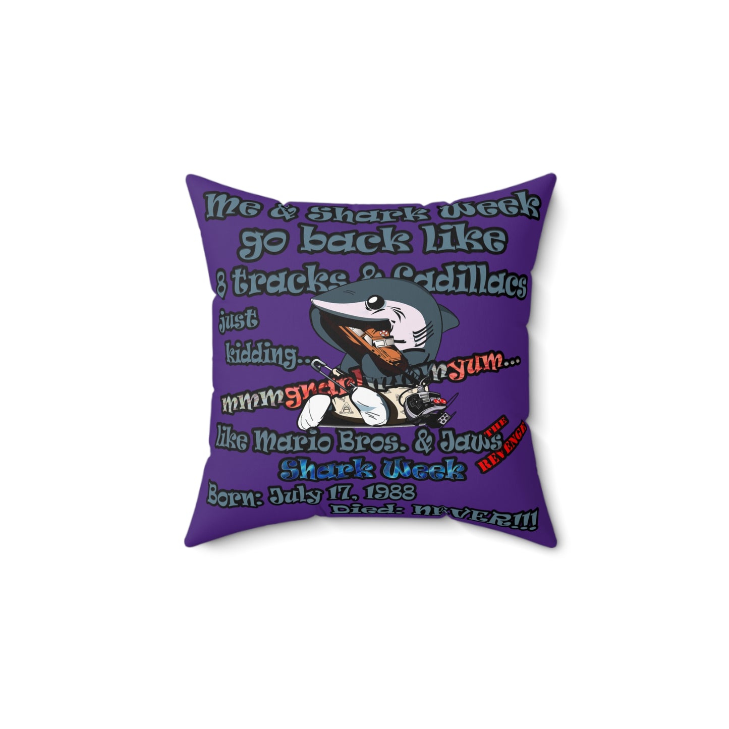 shark week - Faux Suede Square Pillow - (purple)