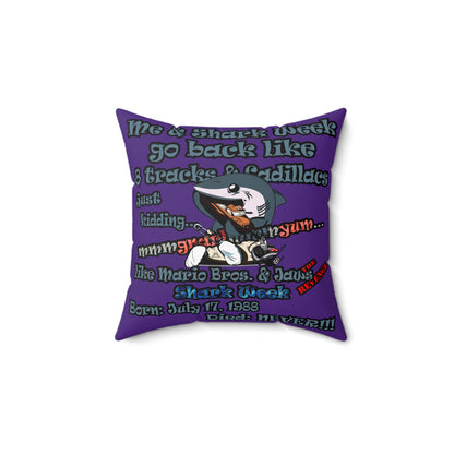 shark week - Faux Suede Square Pillow - (purple)