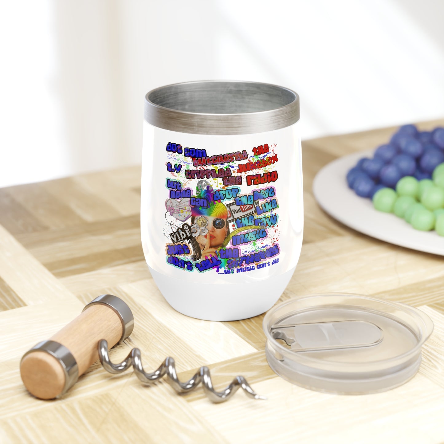 drop the beat - Chill Wine Tumbler (white)