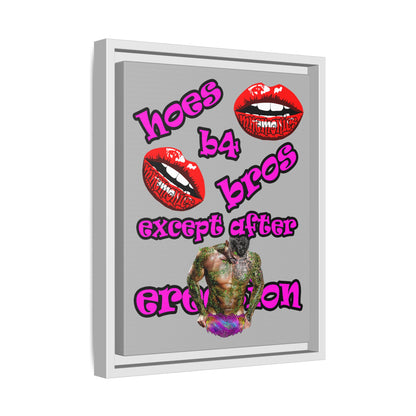 hoes b4 bros - framed canvas art (light grey)