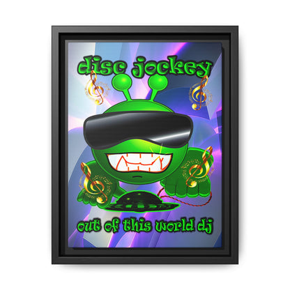 disc jockey - framed canvas art (grey-pink wave)