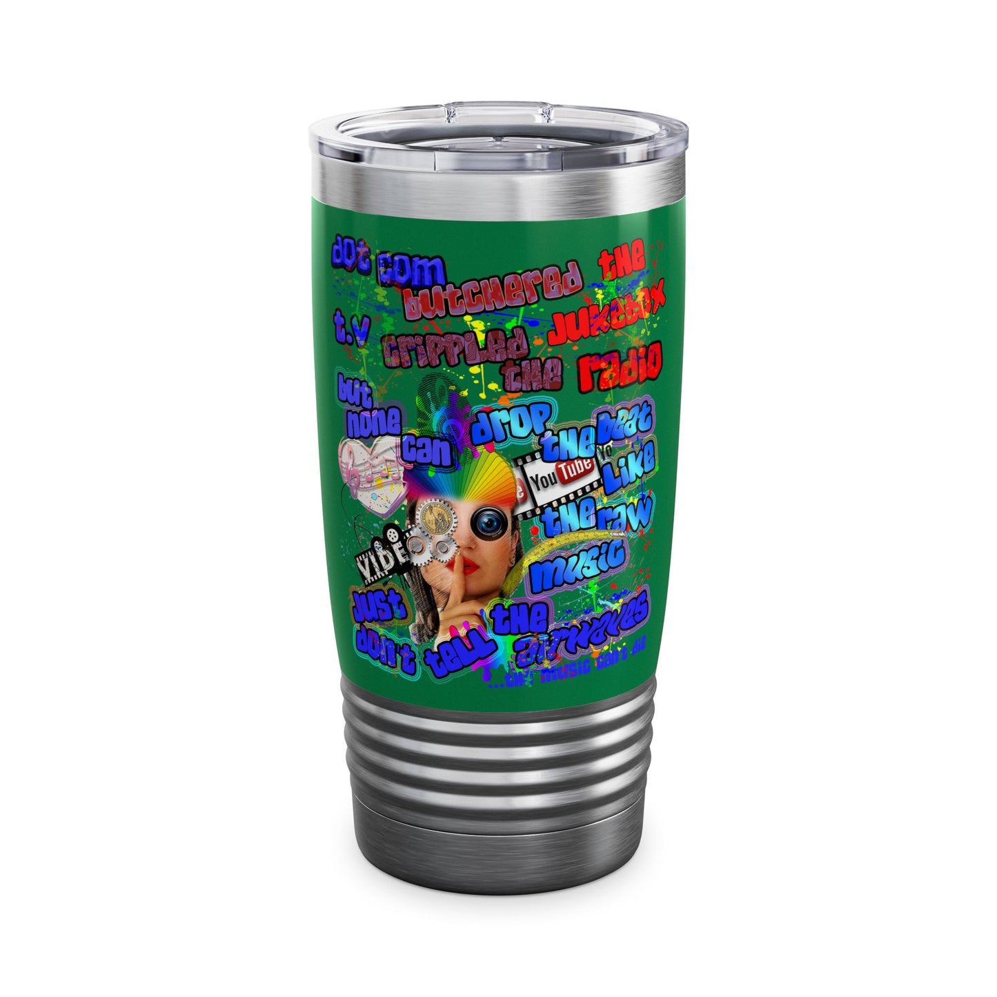drop the beat - Ringneck Tumbler, 20oz (dark green)
