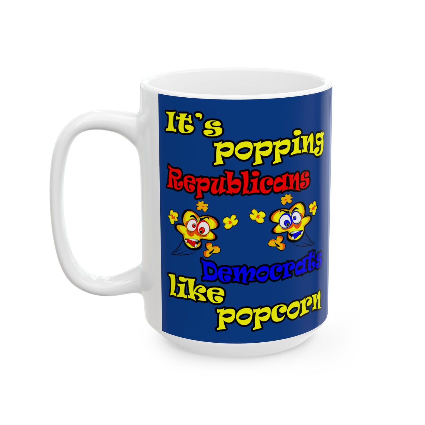 popping like popcorn - White Mug (dark blue)