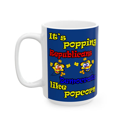 popping like popcorn - White Mug (dark blue)