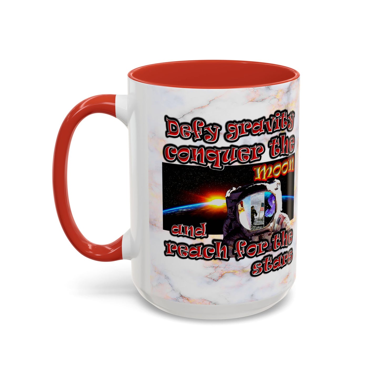 defy conquer reach - Accent Mug (white marble)