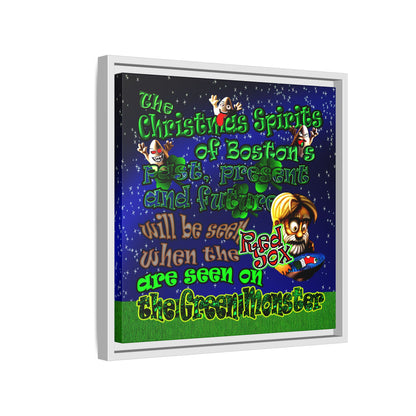 christmas spirits of boston - framed canvas art ('snoops' background)