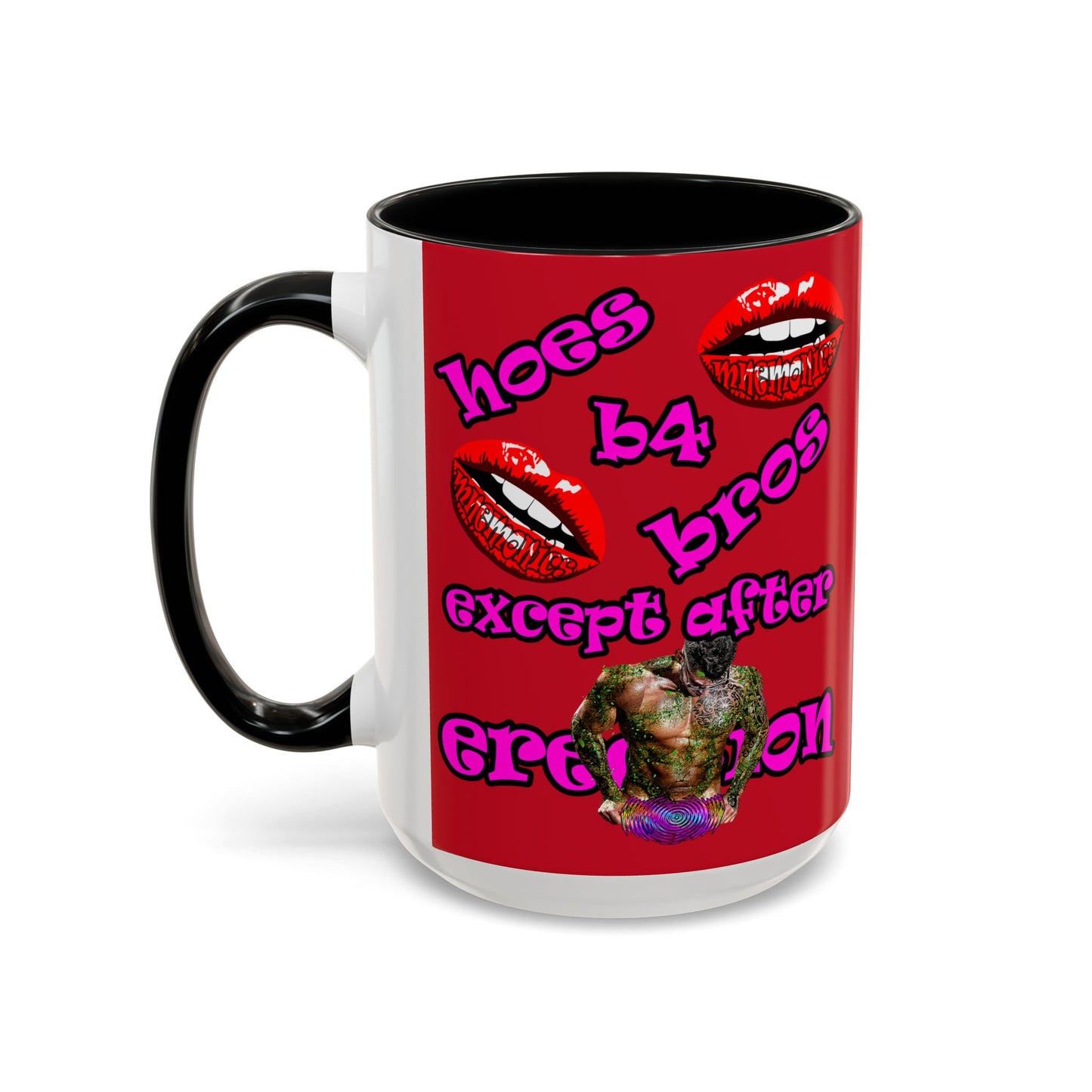 hoes b4 bros - Accent Mug (dark red)
