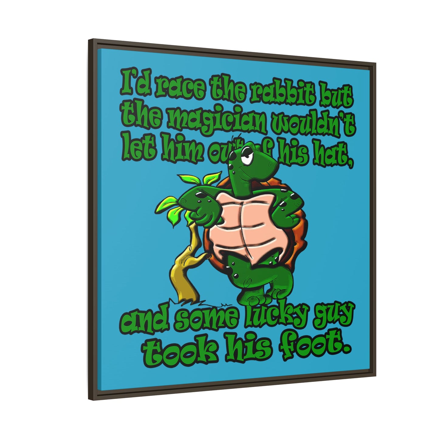 turtle race - framed canvas art (turquoise)