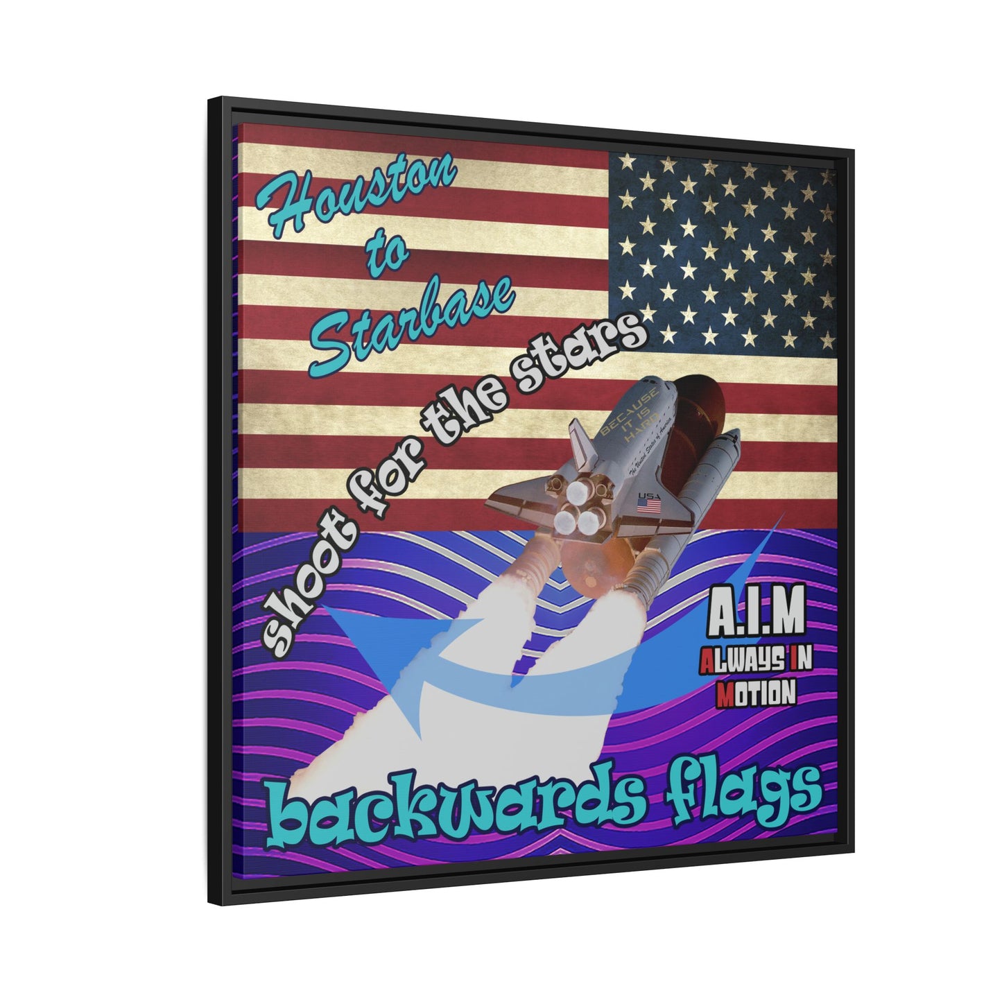 shoot for the stars - framed canvas art (purple wave)