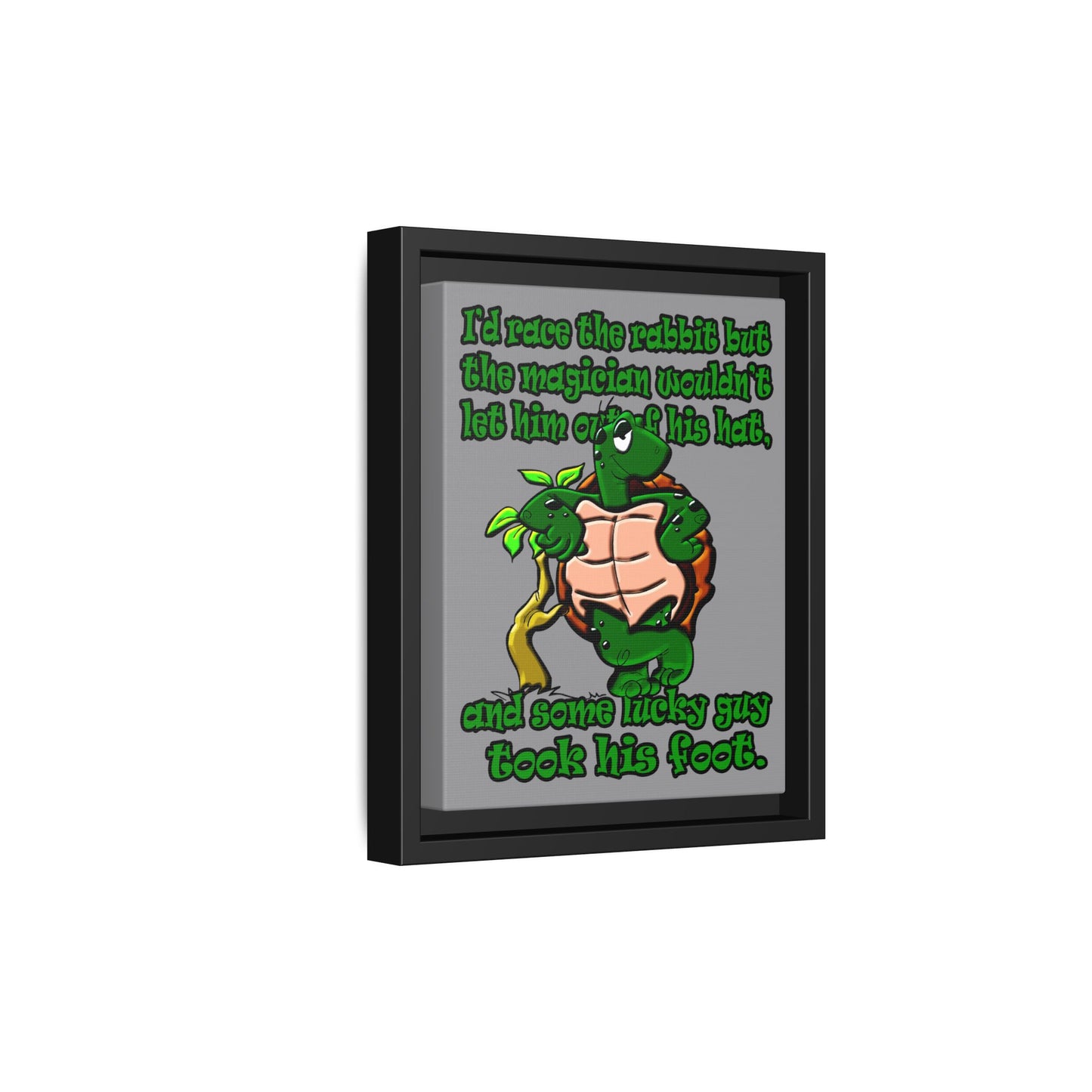 turtle race - framed canvas art (grey)
