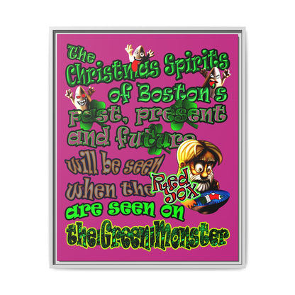 christmas spirits of boston - framed canvas art (pink)