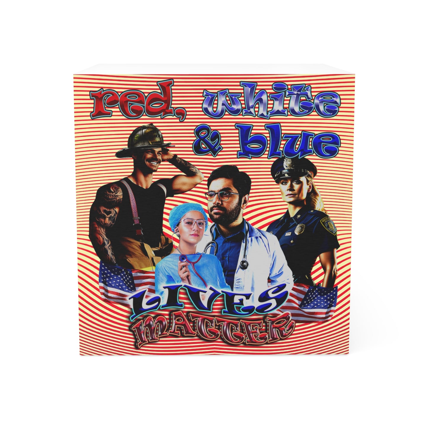 rw&b lives matter - note cube (yellow-orange wave)
