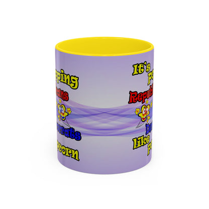 popping like popcorn - Accent Mug (light blue-pink wave)