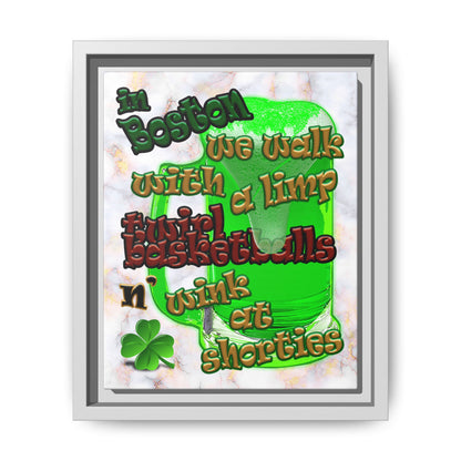 celtics logo - framed canvas art (white marble)