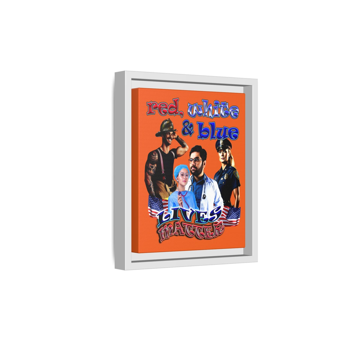 rw&b lives matter - framed canvas art (orange)